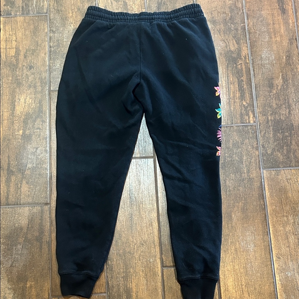 PINK Victoria's Secret Black Joggers with Floral Design - Picture 5 of 5